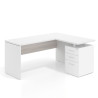 Mesa de Escritorio con cajones en L Work Plus, ala corta, fondo 60, frontales de metal estructura blanco mate