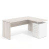 Mesa de Escritorio con cajones en L Work Plus, ala corta, fondo 60, frontales de metal diseño monocolor