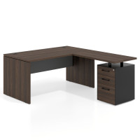 Mesa de Oficina con cajones Work Plus fondo 80, frontales melamina estructura mistral - 140x180, Mistral/Gris tormenta