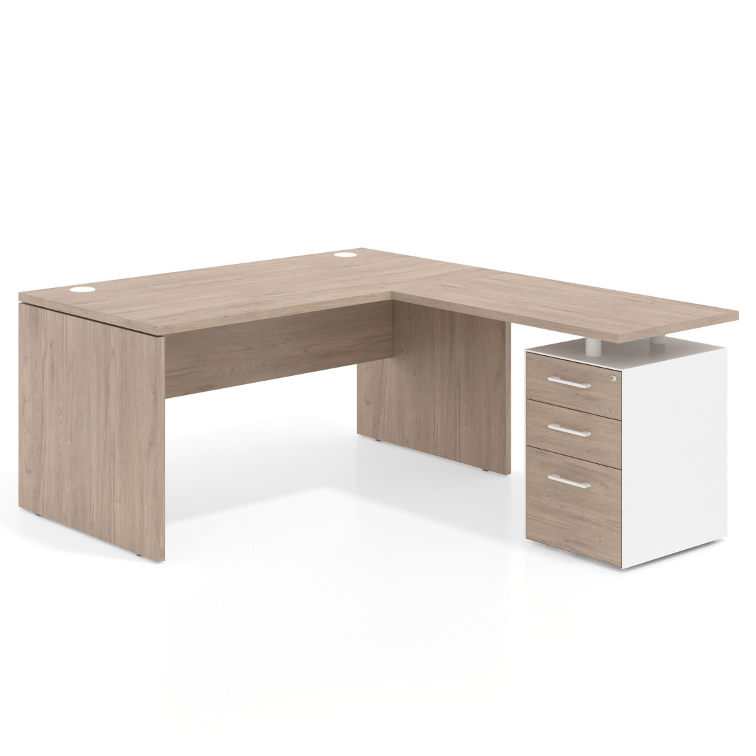 Mesa de Oficina con cajones Work Plus fondo 80, frontales melamina diseño monocolor