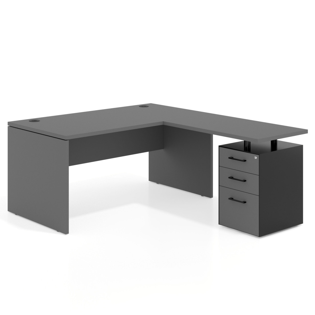 mesa en l 140x180 gris tormenta workplus mesa fondo 80cm con pedestal 100x60cm frontales melamina 1