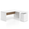 mesa en l 180x180 blanco mate rayado natural workplus mesa fondo 80cm con pedestal 100x60cm frontales melamina 1