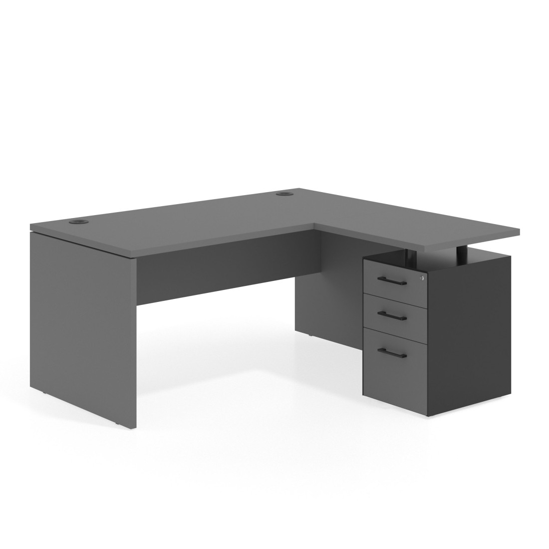 mesa en l 180x150 gris tormenta workplus mesa fondo 80cm con pedestal 70x60cm frontales melamina 1
