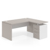 mesa en l 140x150 gris coco blanco mate workplus mesa fondo 80cm con pedestal 70x60cm frontales melamina 1