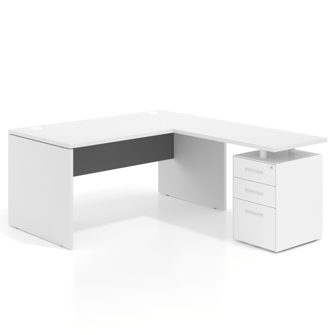 mesa en l 140x180 blanco mate gris tormenta workplus mesa fondo 80cm con pedestal 100x60cm frontales metal 1