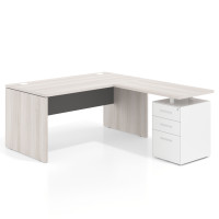Mesa de Oficina con cajones Work Plus fondo 80, frontales de metal estructura california - 140x180, California/Gris tormenta