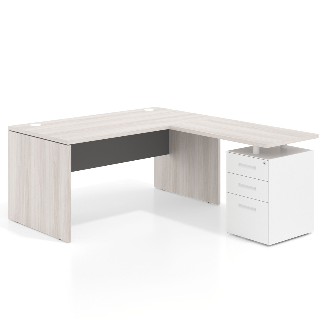mesa en l 140x180 california gris tormenta workplus mesa fondo 80cm con pedestal 100x60cm frontales metal 1