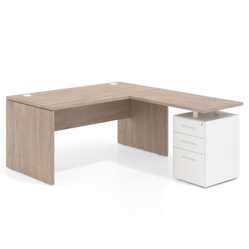 Mesa de Oficina con cajones Work Plus fondo 80, frontales de metal diseño monocolor - 140x180