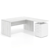 Mesa de Oficina con cajones Work Plus fondo 80, frontales de metal diseño monocolor - ALBO, 180x180