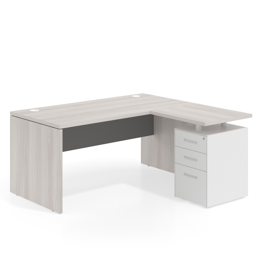 mesa en l 140x150 california gris tormenta workplus mesa fondo 80cm con pedestal 70x60cm frontales metal 1
