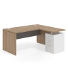 mesa en l 140x150 naturale gris tormenta workplus mesa fondo 80cm con pedestal 70x60cm frontales metal 1