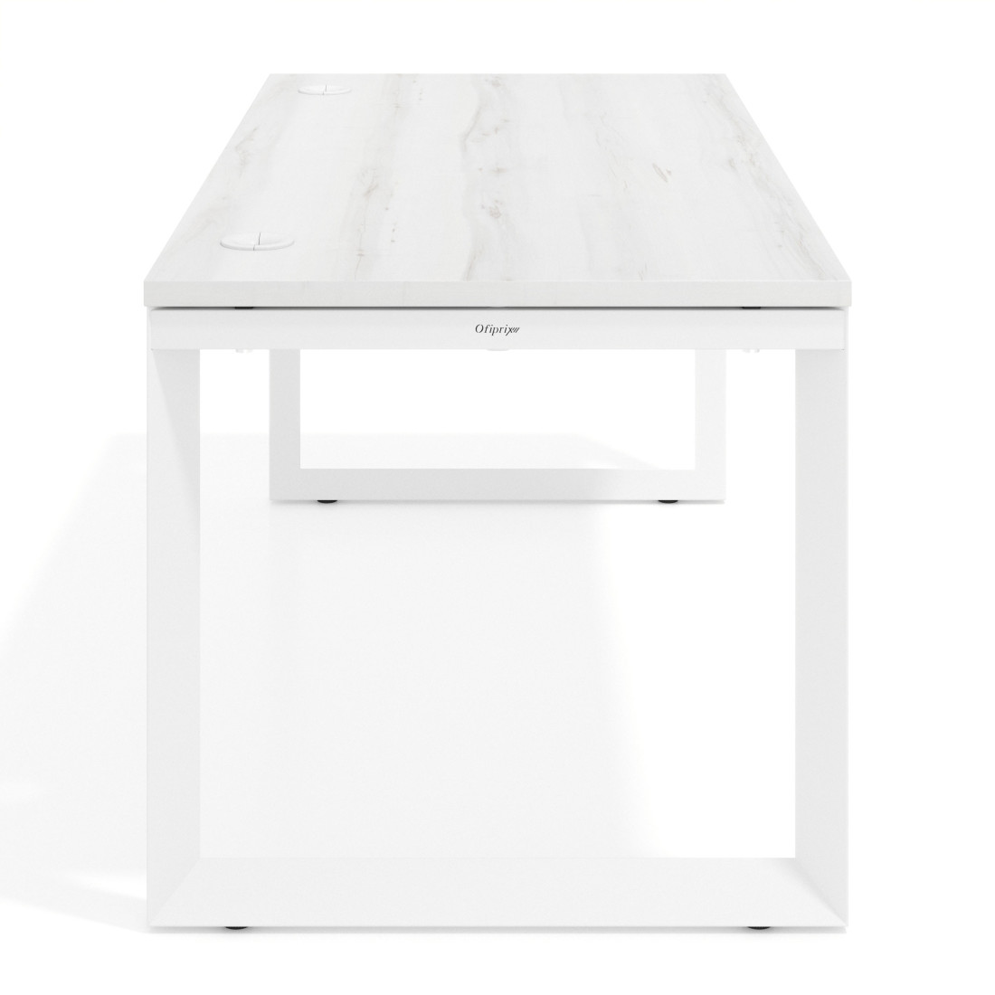 Mesa de escritorio Delta, fondo 80cm, estructura blanca