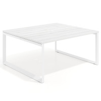 Mesa para reuniones rectangular fondo 142 cm, estructura blanca - ALBO, 160x142