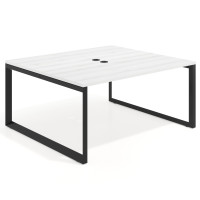 Mesa para reuniones rectangular fondo 142 cm, estructura negra - ALBO, 160x142