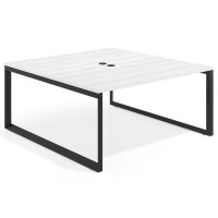 Mesa de juntas rectangular fondo 166 cm, estructura negra - ALBO, 160x166