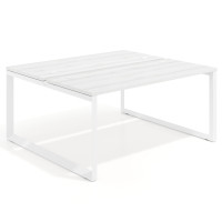 Mesa oficina multipuesto bench Delta fondo 142cm estructura blanca - ALBO, 140x142