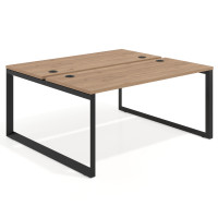 Mesa oficina multipuesto bench Delta fondo 142cm estructura negra - NATURALE, 160x142