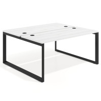 Mesa oficina multipuesto bench Delta fondo 142cm estructura negra - ALBO, 140x142