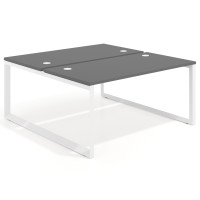 Mesa oficina multipuesto bench Delta fondo 166cm estructura blanca - GRIS TORMENTA, 140x166