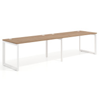 Mesa de oficina progresiva Delta doble, fondo 80cm, estructura blanca - NATURALE, 240x80