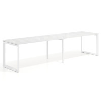 Mesa de oficina progresiva Delta doble, fondo 80cm, estructura blanca - ALBO, 280x80