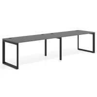 Mesa de oficina progresiva Delta doble, fondo 80cm, estructura negra - GRIS TORMENTA, 280x80