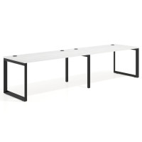Mesa de oficina progresiva Delta doble, fondo 80cm, estructura negra - ALBO, 280x80
