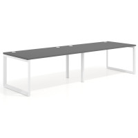 Mesa de despacho progresiva Delta doble, fondo 100cm, estructura blanca - GRIS TORMENTA, 280x100