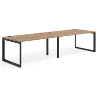 Mesa de despacho progresiva Delta doble, fondo 100cm, estructura negra - NATURALE, 320x100