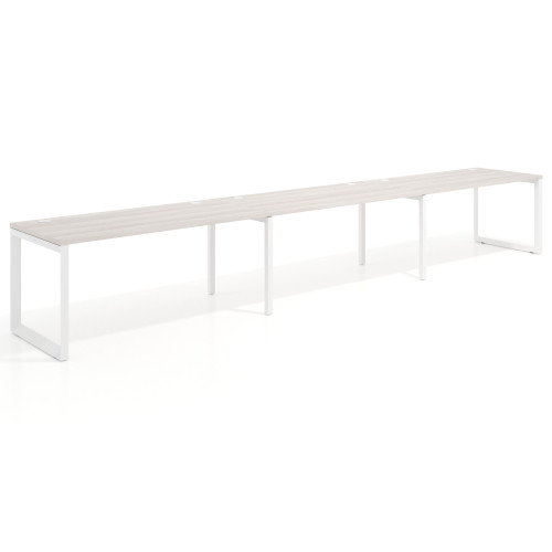 Mesa de oficina progresiva Delta triple, fondo 80cm, estructura blanca - 360x80