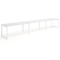 Mesa de oficina progresiva Delta triple, fondo 80cm, estructura blanca - ALBO, 420x80