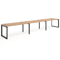 Mesa de oficina progresiva Delta triple, fondo 80cm, estructura negra - SIROCO, 360x80