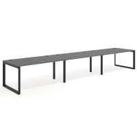 Mesa de despacho progresiva Delta triple, fondo 100cm, estructura negra - GRIS TORMENTA, 420X100