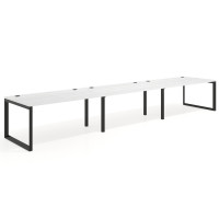 Mesa de despacho progresiva Delta triple, fondo 100cm, estructura negra - ALBO, 420X100