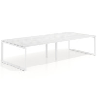 Mesa para reuniones rectangular doble, fondo 142 cm, estructura blanca - ALBO, 320x142