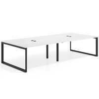Mesa para reuniones rectangular doble, fondo 142 cm, estructura negra - ALBO, 320x142
