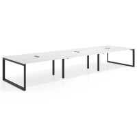Mesa para reuniones rectangular triple, fondo 142 cm, estructura negra - ALBO, 480x142