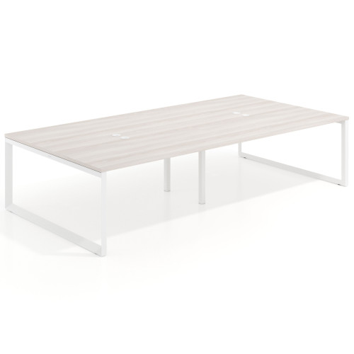 Mesa de juntas rectangular doble fondo 166 cm, estructura blanca - 240x166
