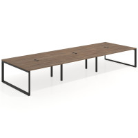 Mesa de juntas rectangular triple fondo 166 cm, estructura negra - NOCE SABI, 480x166