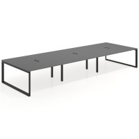 Mesa de juntas rectangular triple fondo 166 cm, estructura negra - GRIS TORMENTA, 480x166