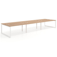 Mesa oficina multipuesto bench Delta triple, fondo 142cm, estructura blanca - SIROCO, 360x142
