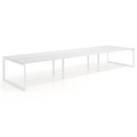 Mesa oficina multipuesto bench Delta triple, fondo 142cm, estructura blanca - ALBO, 420x142