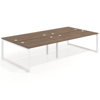 Mesa oficina multipuesto bench Delta doble, fondo 166cm estructura blanca - NOCE SABI, 360x166