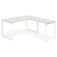 Mesa de escritorio en L Delta, fondo 80cm, estructura blanca - CALIFORNIA, 140x180