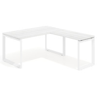 Mesa de escritorio en L Delta, fondo 80cm, estructura blanca - ALBO, 180x180