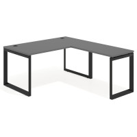 Mesa de escritorio en L Delta, fondo 80cm, estructura negra - GRIS TORMENTA, 180x180