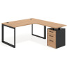 Mesa de escritorio en L con cajones Delta, estructura negra, ala pedestal melamina