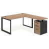 Mesa de escritorio en L con cajones Delta, estructura negra, ala pedestal melamina
