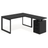 Mesa de escritorio en L con cajones Delta, estructura negra, ala pedestal melamina