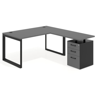 Mesa de escritorio en L, ala pedestal frontales melamina